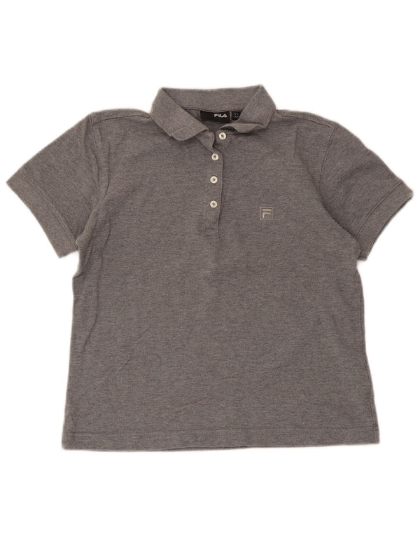 Fila Damen Crop Poloshirt UK 10 Small Grau meliert Baumwolle