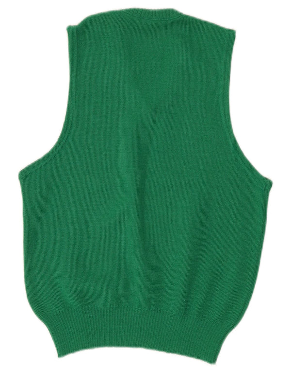 Vintage Damen Weste Tank Top UK 10 Small Grün Acryl
