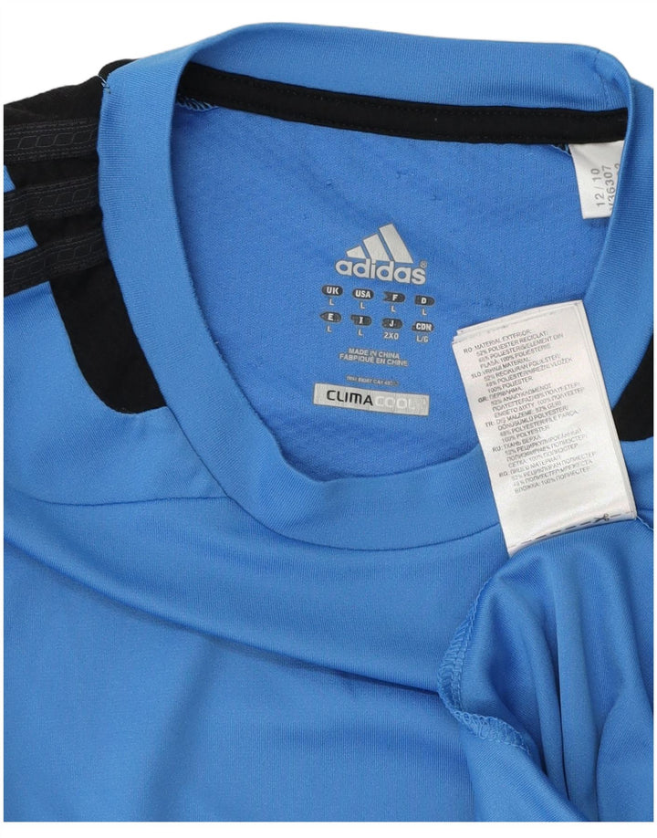 Adidas Herren Climacool T-Shirt Top, großes blaues Farbblock-Polyester