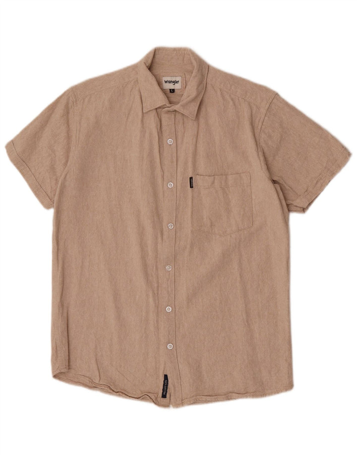 Wrangler Herren-Kurzarmhemd, groß, beige, Baumwolle
