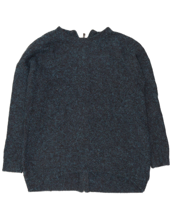 Topshop Damen-Strickjacke in Übergröße, Gr. 10, klein, blau meliert, Acryl