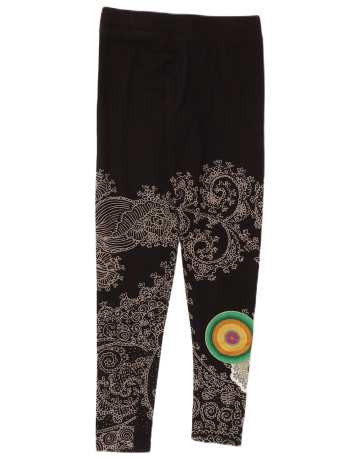 Desigual Damen Grafik-Leggings UK 12 Medium Schwarz Paisley