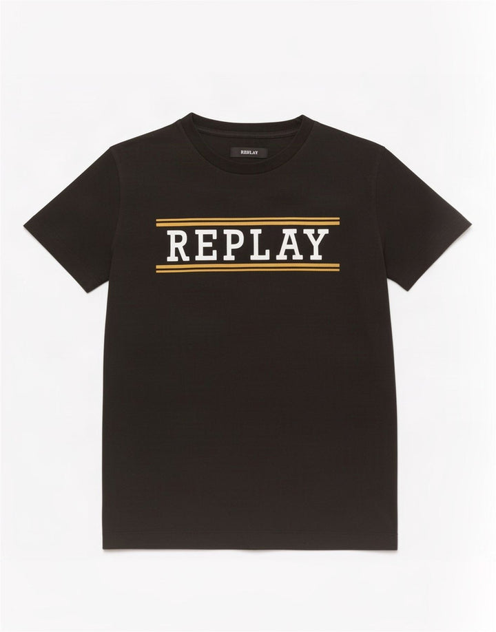 Replay Herren-T-Shirt mit Grafik, mittelschwarze Baumwolle