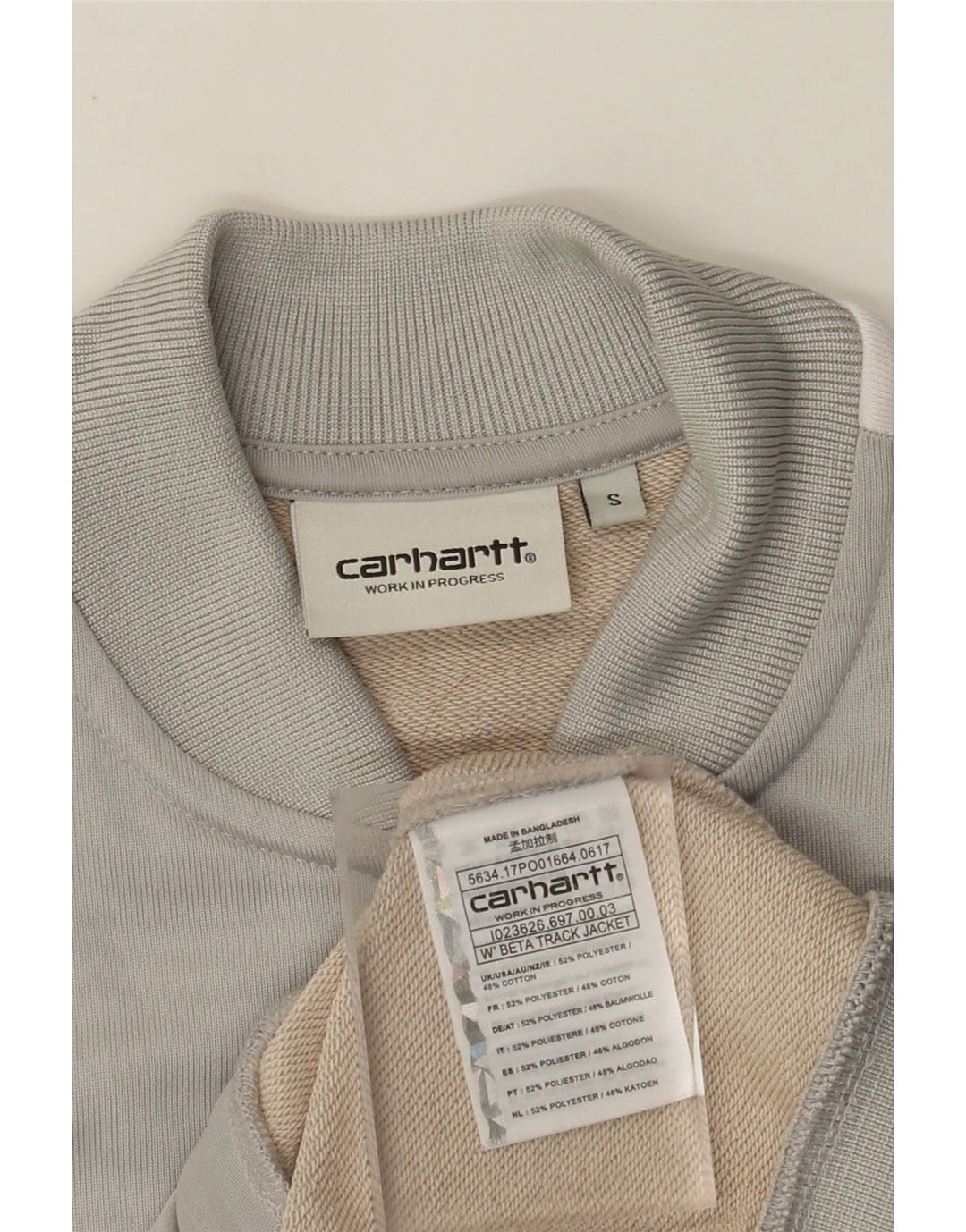 CARHARTT Damen-Trainingsanzug-Top-Jacke, Größe S, UK 10, Grau, Farbblock