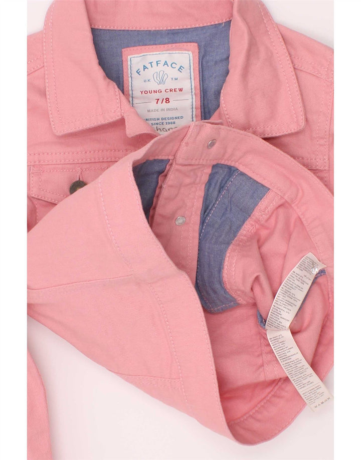 Fat Face Mädchen-Jeansjacke, 7–8 Jahre, rosa Baumwolle