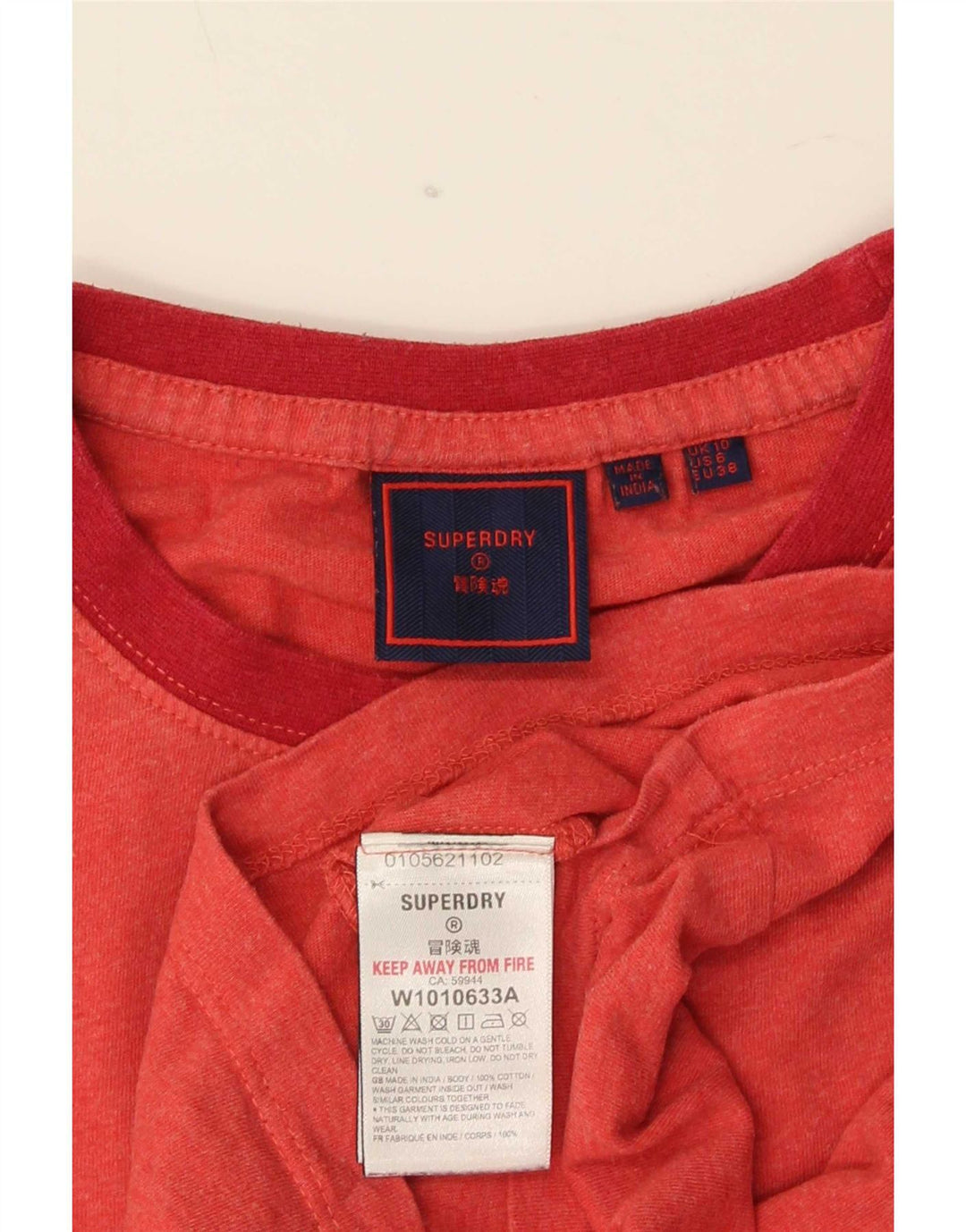 Superdry Damen T-Shirt Top UK 10 Small Rot Baumwolle