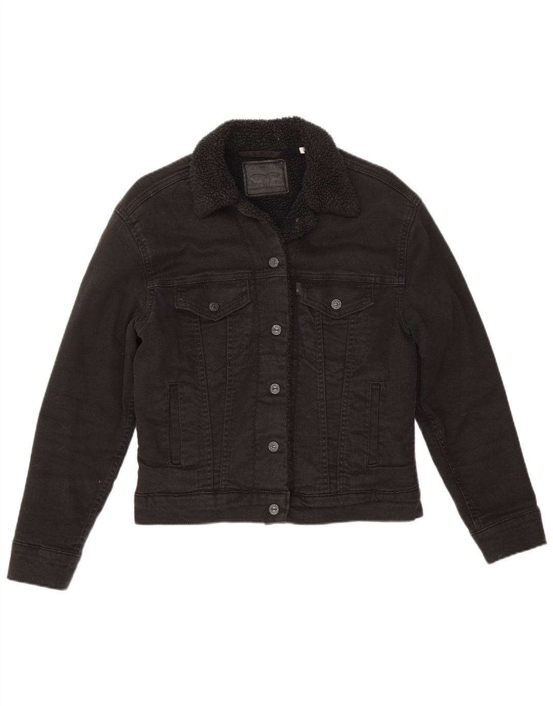 Levi's Damen Sherpa Jeansjacke UK 6 XS Schwarz Baumwolle