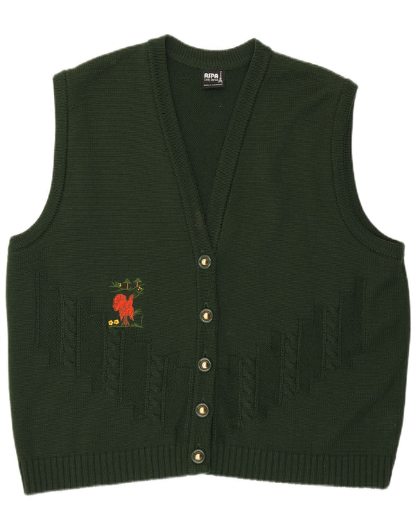 Aspa Damen-Cardigan mit Grafik, ärmellos, EU 46, XL, grünes Polyacryl