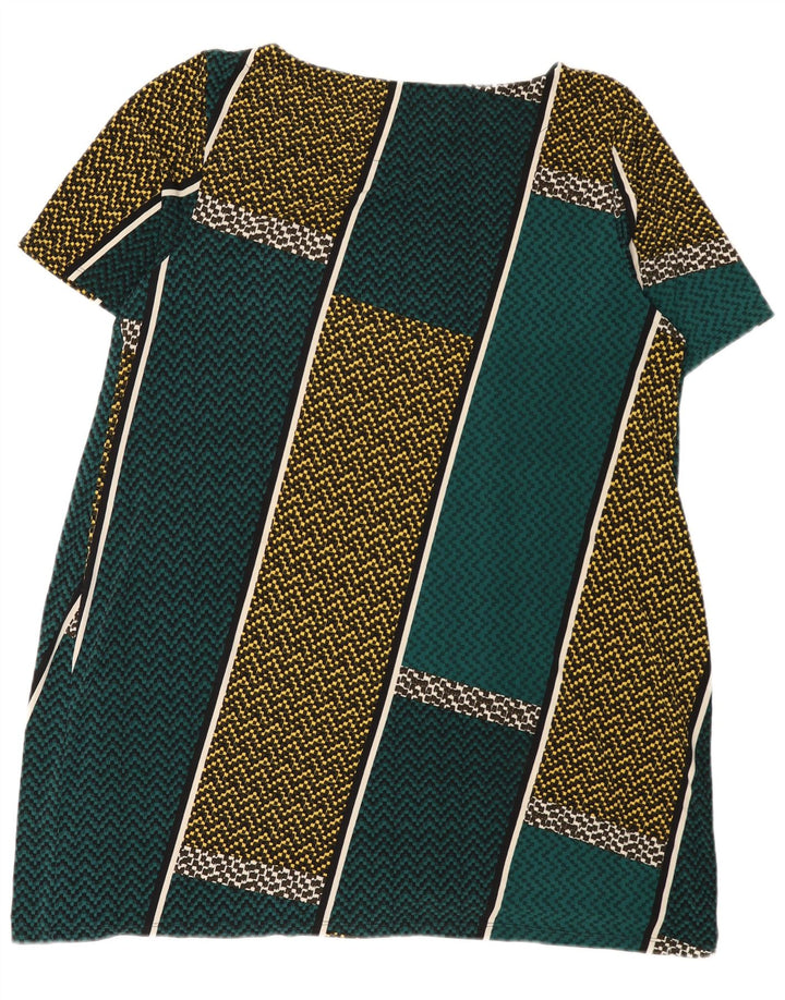 Marks & Spencer Damen Etuikleid UK 22 3XL Grünes Colourblock-Polyester