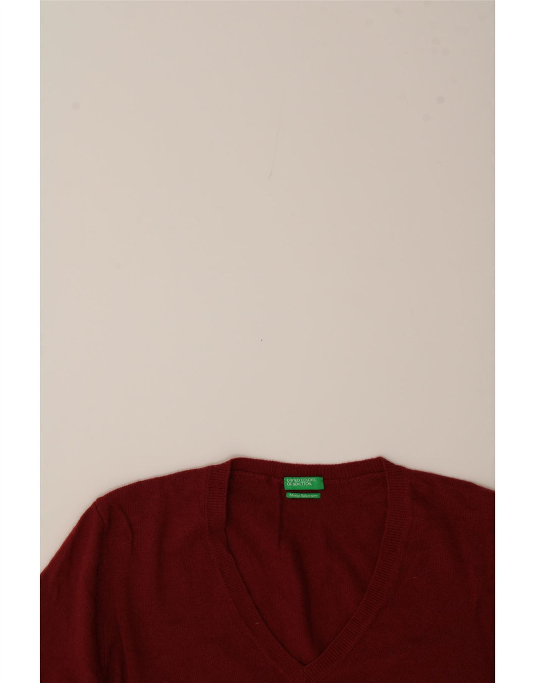 BENETTON Womens V-Neck Jumper Sweater UK 16 Large Red Wool Vintage Benetton and Second-Hand Benetton from Messina Hembry 