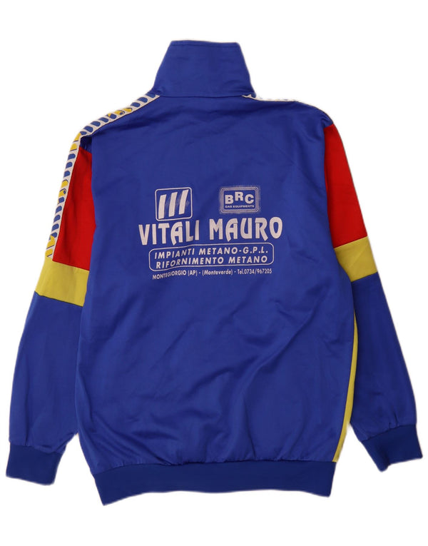 Vintage Herren-Trainingsanzug mit grafischem Oberteil, große blaue Farbblock-Sportjacke