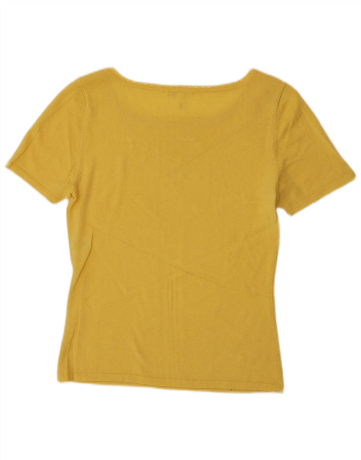 Escada Damen T-Shirt Top EU 36 Small Gelb Kaschmir