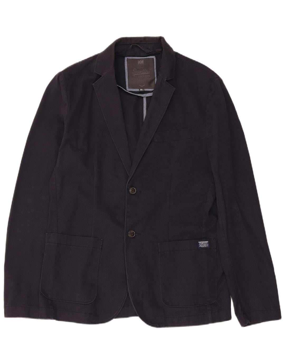 Superdry Herren-Blazer mit 2 Knöpfen, UK 40, Größe L, Marineblau, Baumwolle