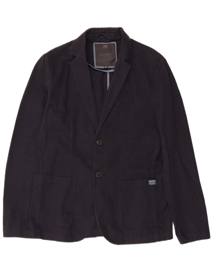 Superdry Herren-Blazer mit 2 Knöpfen, UK 40, Größe L, Marineblau, Baumwolle