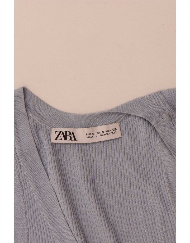 Zara Damen Weste Top UK 10 Small Blaue Viskose