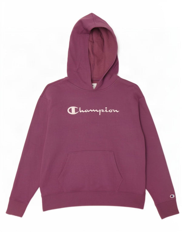 Champion Womens Graphic Oversized Hoodie Pullover UK 14 Mittellila Baumwolle