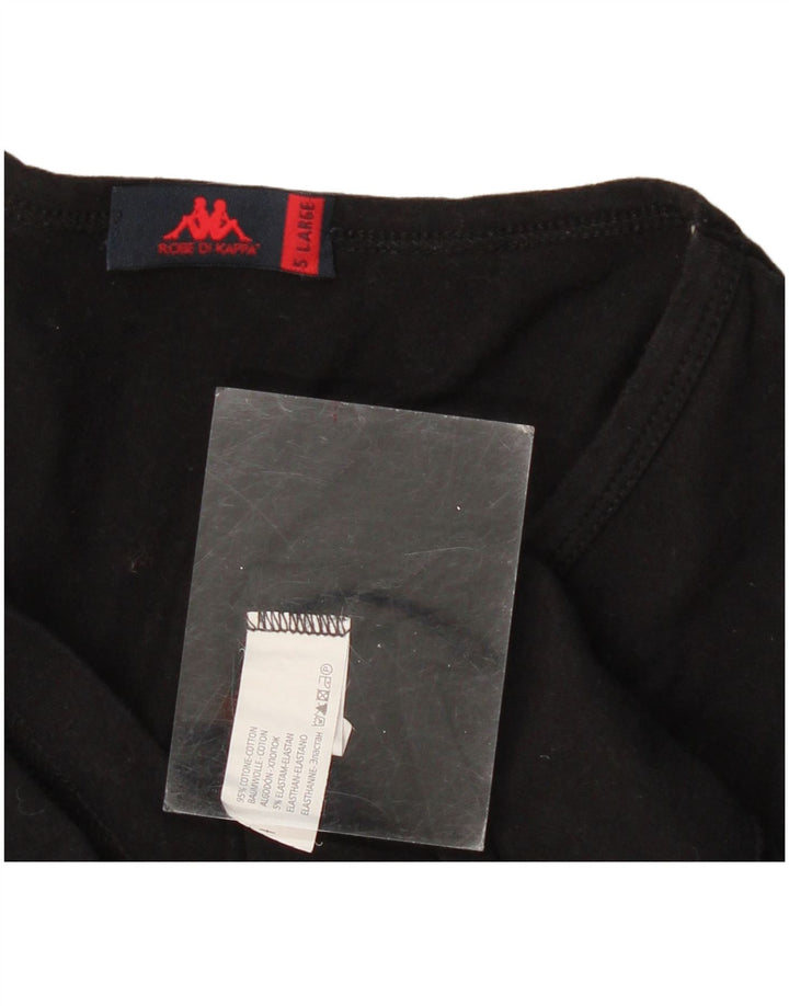 KAPPA Damen T-Shirt Top UK 14 Large Schwarz Baumwolle
