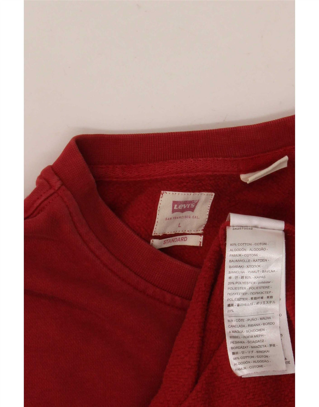 Levi's Herren-Sweatshirt mit Standard-Passform, groß, aus roter Baumwolle