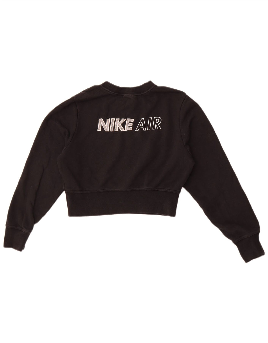 Nike Damen Nike Air Crop Graphic Sweatshirt Pullover UK 14 Medium Schwarz