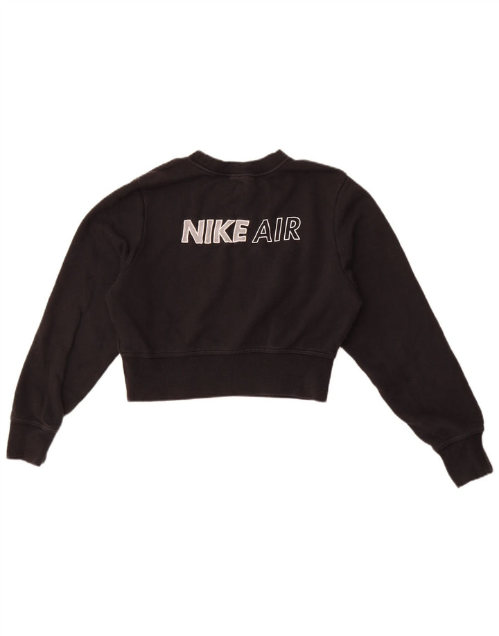 Nike Damen Nike Air Crop Graphic Sweatshirt Pullover UK 14 Medium Schwarz
