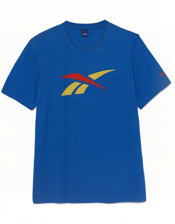 Reebok Herren Grafik T-Shirt Top XL Blau Baumwolle