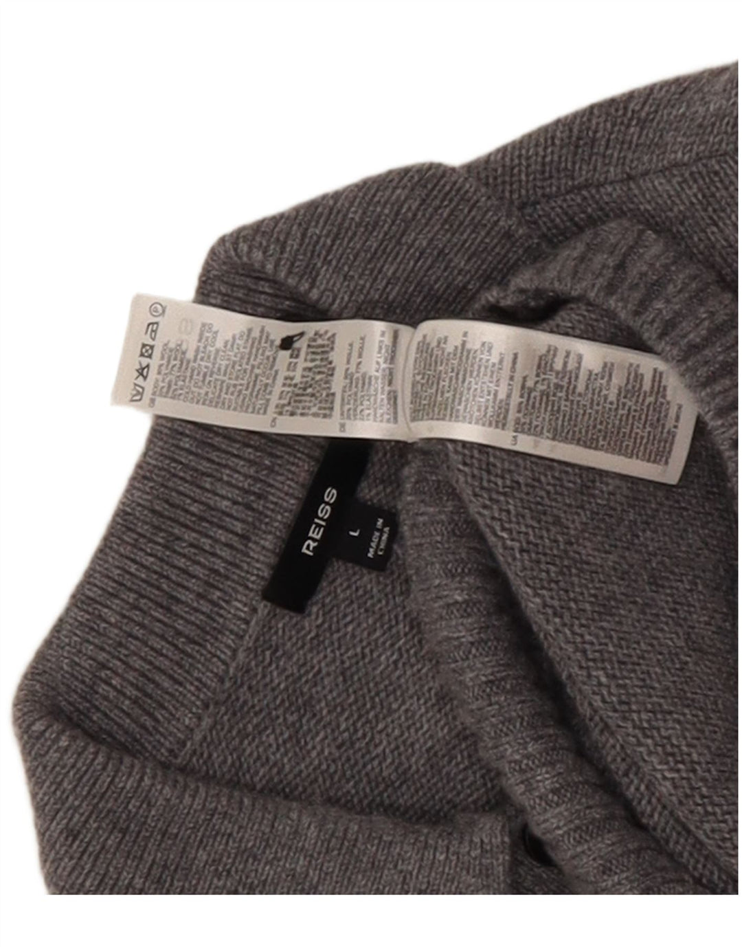 Reiss Herren-Pullover mit Rollkragen, groß, grau gesprenkelte Wolle
