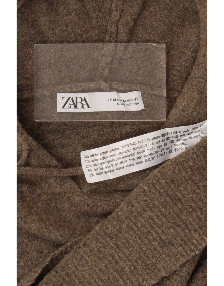 Zara Damen-Pullover mit Kapuze, übergroß, UK 14, Mittelbraun, Polyester
