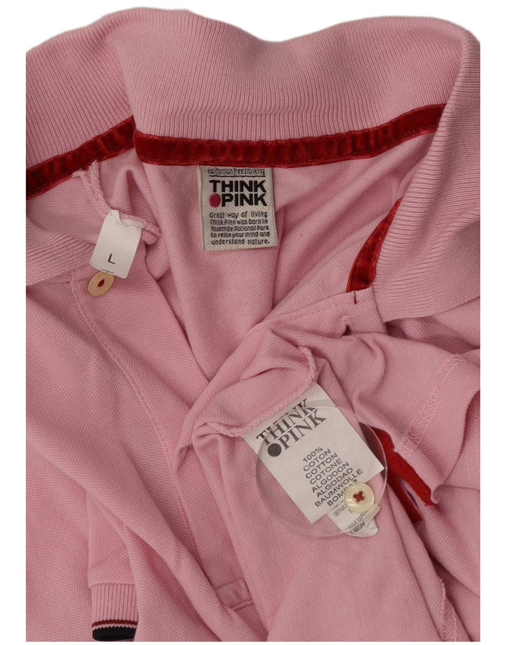 Think Pink Herren-Poloshirt, große rosa Baumwolle