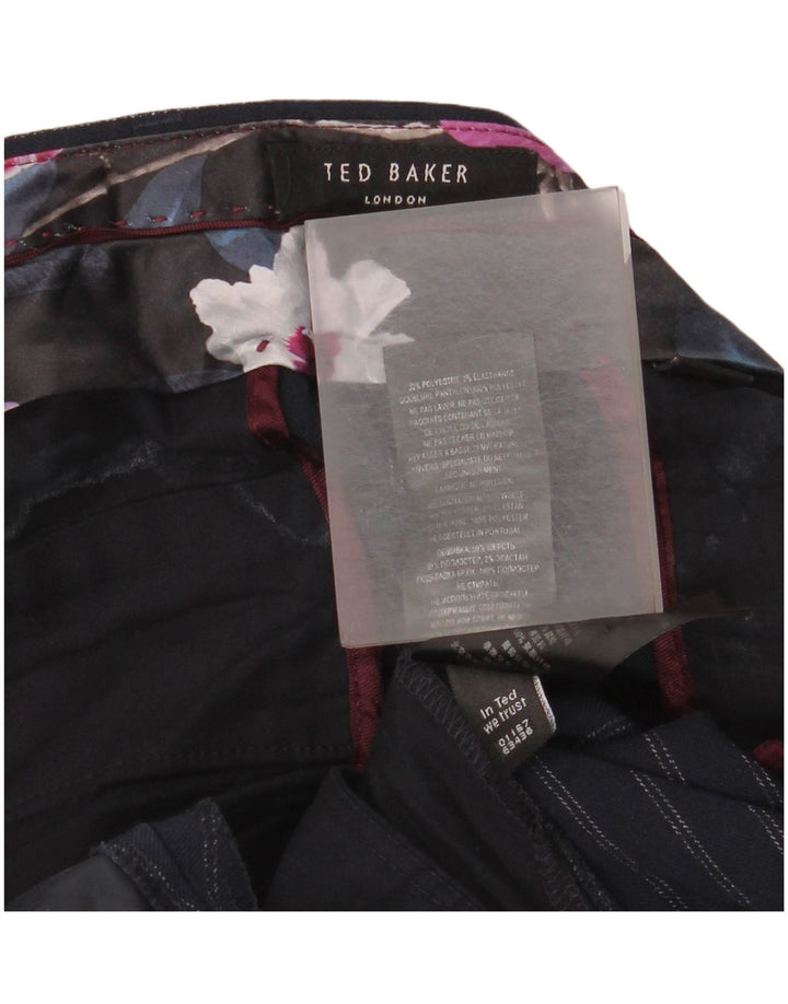 Ted Baker Herren-Anzughose, schmal zulaufend, W40, L34, marineblaues Nadelstreifen-Polyester