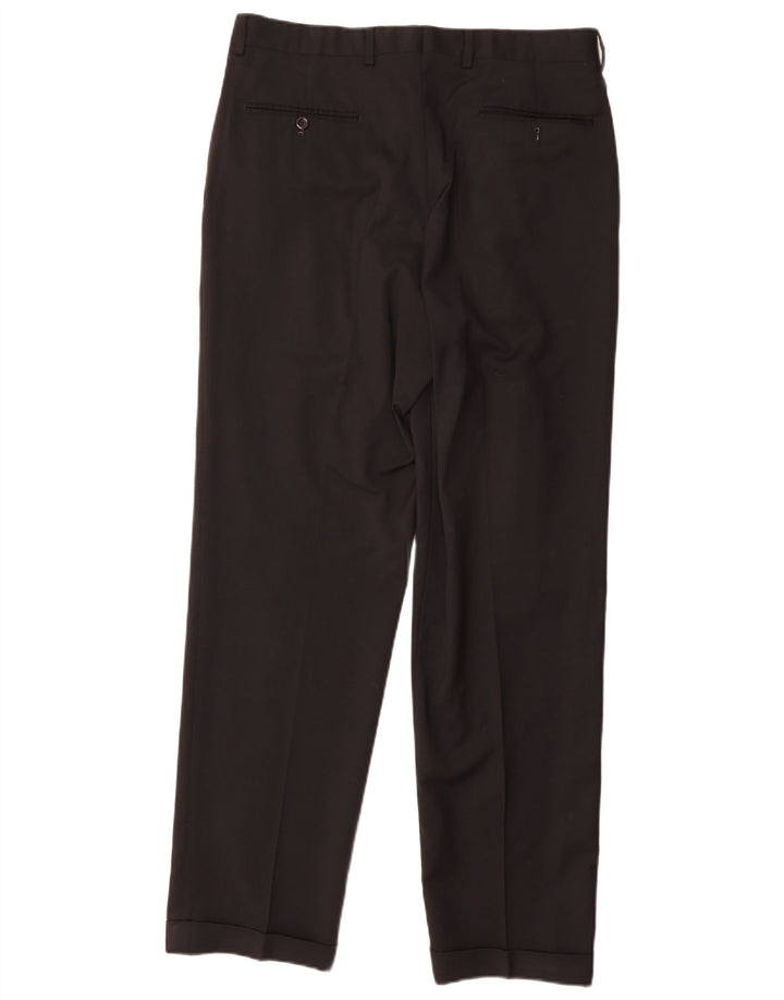 Marks & Spencer Herren-Anzughose mit Pegged-Anzug, W34, L31, schwarze Wolle