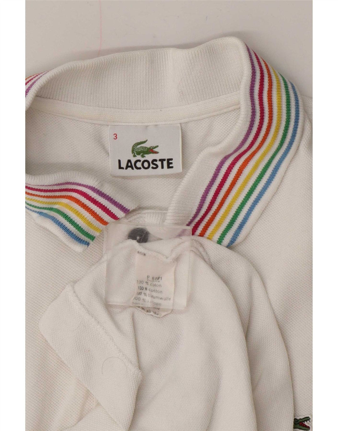 Lacoste Herren-Poloshirt, Größe 3, klein, weiße Baumwolle