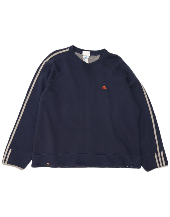 ADIDAS Herren-Sweatshirt mit lockerer Passform, mittlere marineblaue Baumwolle