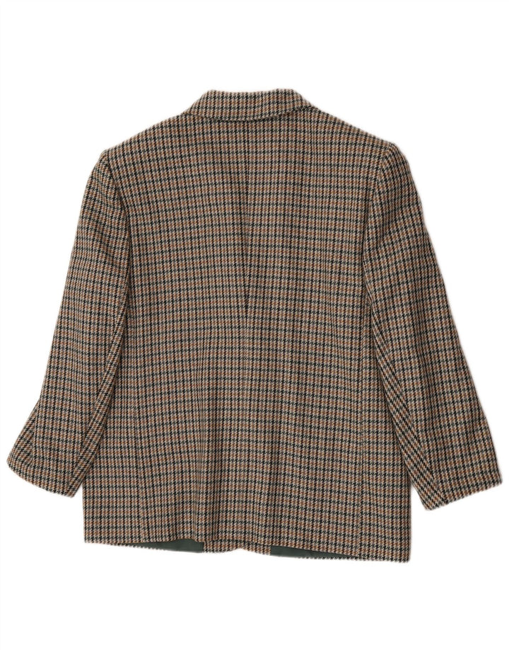 Vintage Damen 2-Knopf-Blazerjacke UK 20 2XL Grüne Hahnentrittwolle