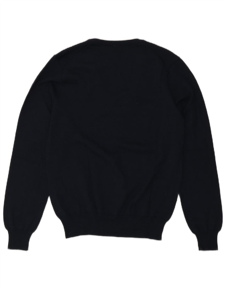 Benetton Damen-Pullover mit V-Ausschnitt, UK 10, Größe S, marineblaue Wolle