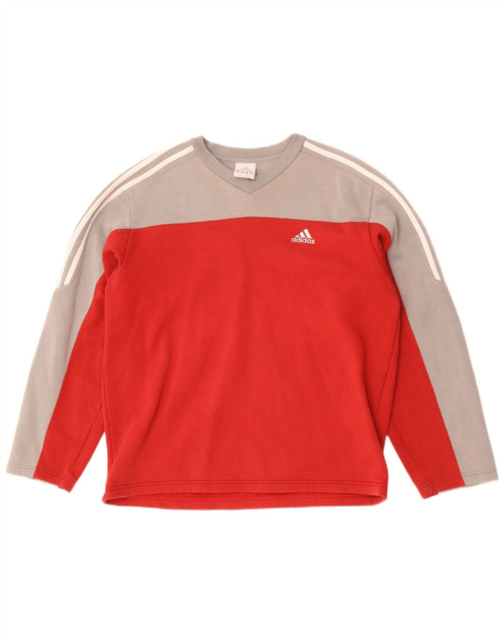 Adidas Herren Sweatshirt Pullover UKI 38/40 mittelrote Colourblock-Baumwolle