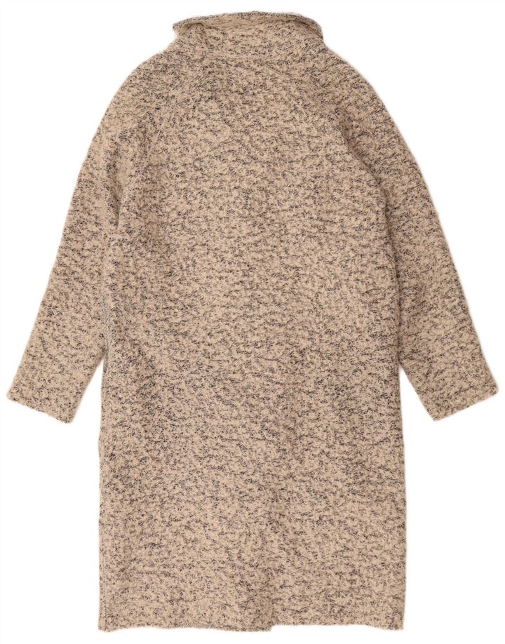 Zara Damen Übergroßer Mantel UK 10 Small Beige gesprenkelte Wolle