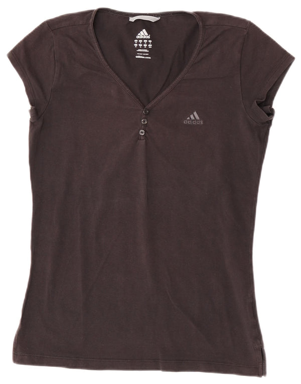 Adidas Damen T-Shirt Top UK 14 Medium Schwarz