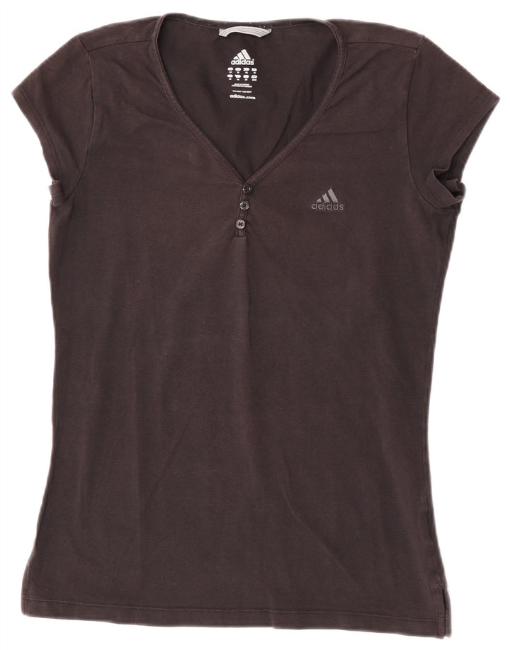 Adidas Damen T-Shirt Top UK 14 Medium Schwarz