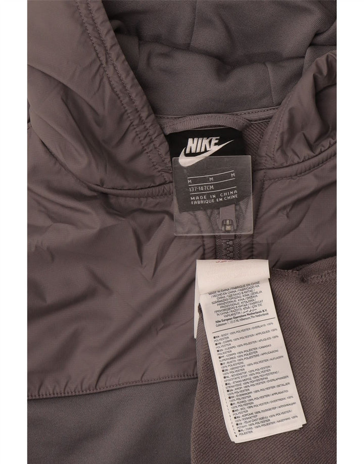 Nike Jungen-Kapuzenpullover mit Reißverschluss, 10–11 Jahre, mittelgraues Colourblock-Polyester