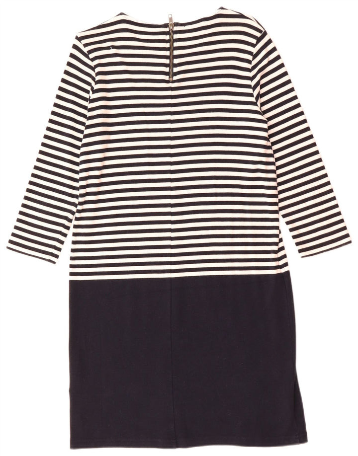 Hobbs Damen-Etuikleid mit 3/4-Ärmeln, UK-Gr. 12, Mittelschwarz, gestreift, Baumwolle