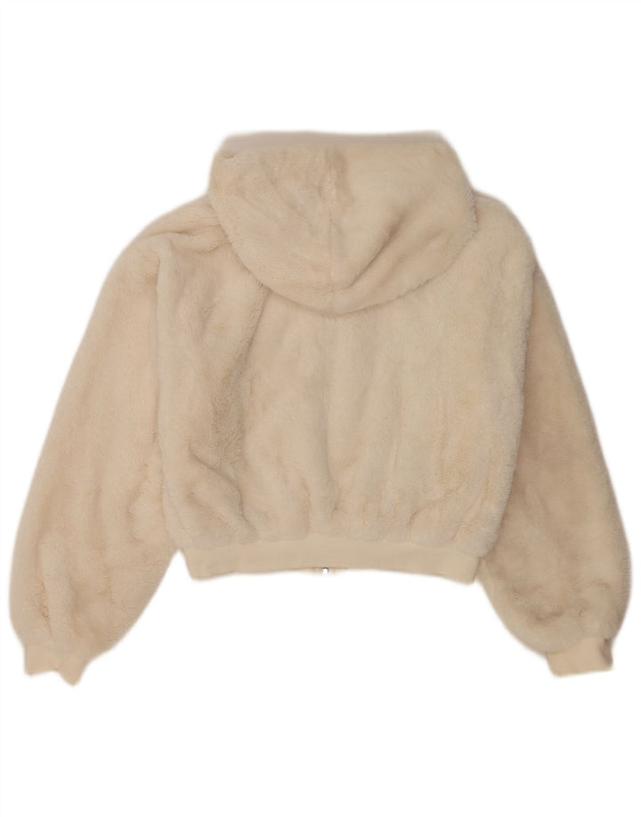 Topshop Damen-Bomberjacke mit Teddybär-Kapuze, Gr. 10, gebrochenes Weiß