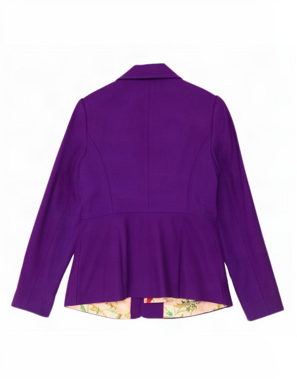 Ted Baker Damen-Blazerjacke, Größe 3, mittelviolette Wolle