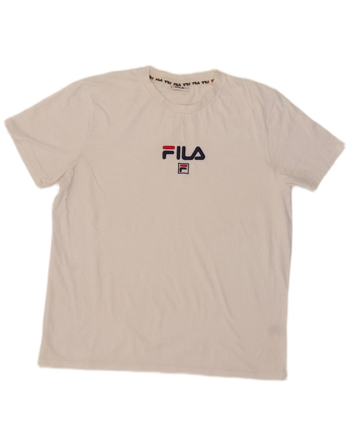 Fila Herren Grafik T-Shirt Top XL Weiße Baumwolle