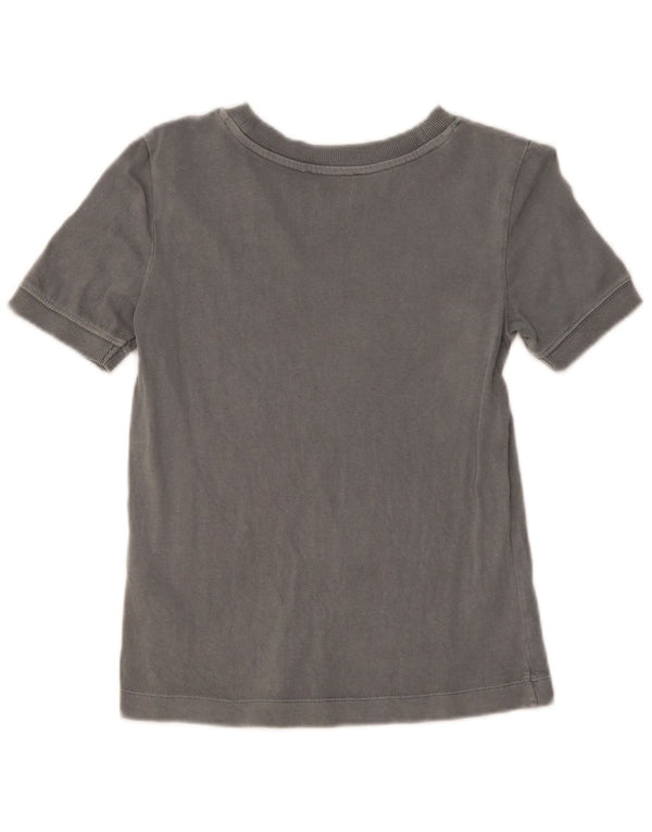ZARA Damen T-Shirt Top UK 6 XS Graue Baumwolle