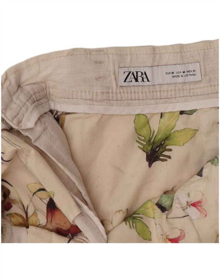 Zara Herren Chinoshorts Medium W32 Beige Leinen
