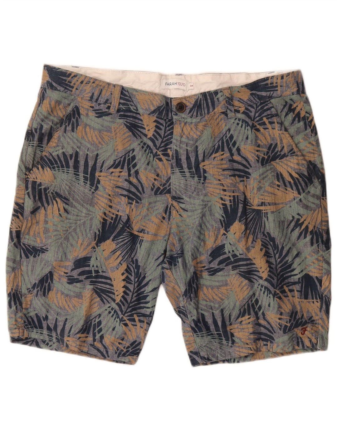 Farah Herren-Chinoshorts, W34, groß, mehrfarbig, Blumenmuster, Baumwolle