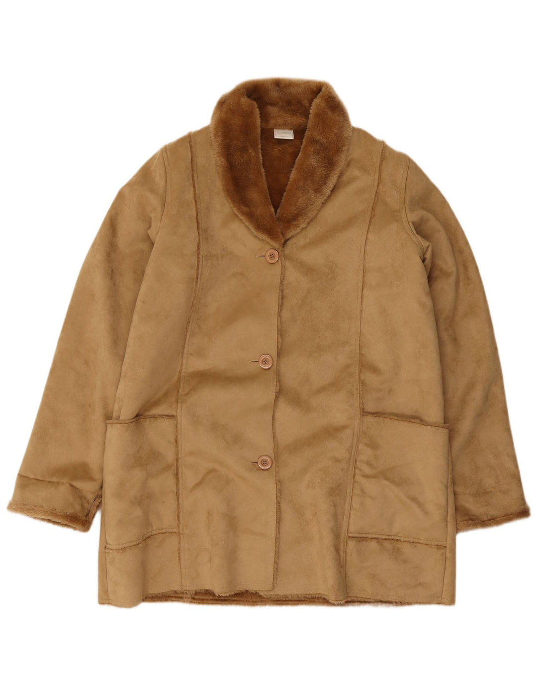 Classics Damen Sherpa-Mantel UK 18 XL Beige Polyester