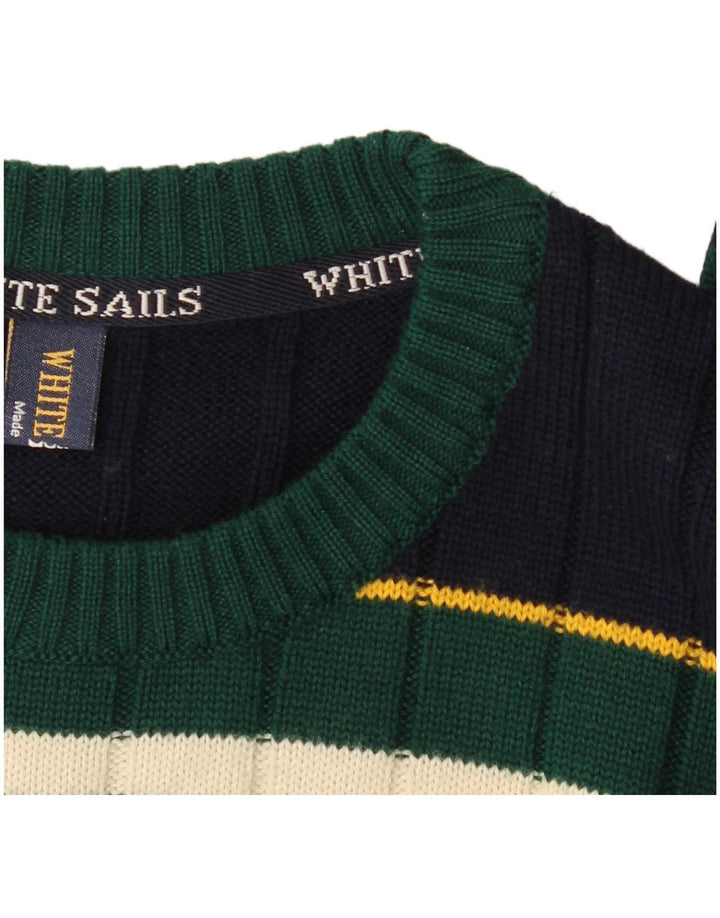 White Sails Herren-Pullover mit Rundhalsausschnitt, 2XL, Marineblau gestreift