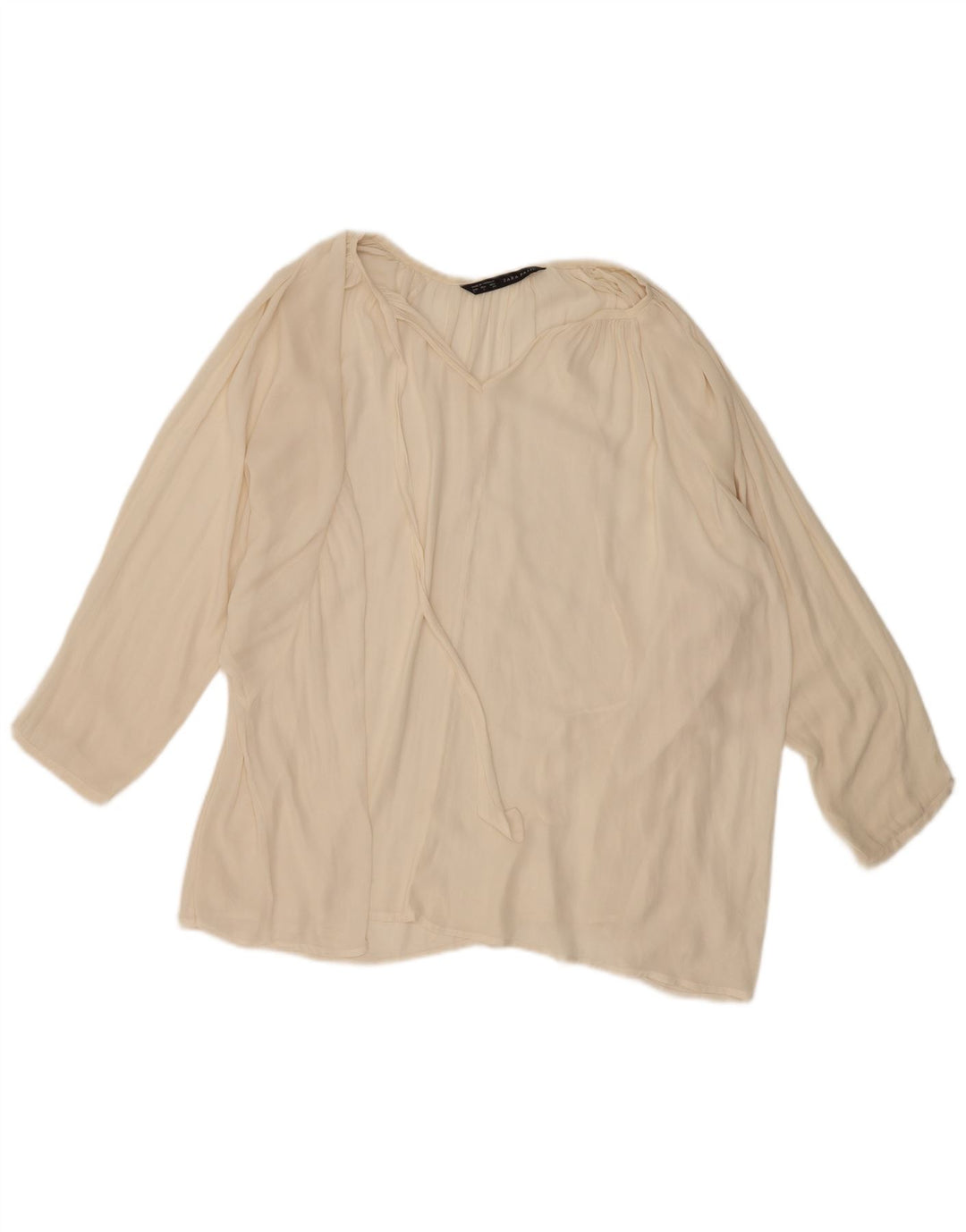 Zara Damen-Langarm-Oversize-Blusenoberteil, Gr. 40, Größe L, gebrochenes Weiß