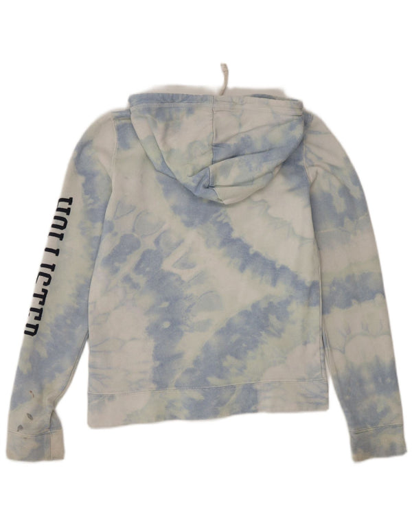 Hollister Womens Graphic Relaxed Fit Hoodie Pullover UK 2 2XS Blue Tie Dye